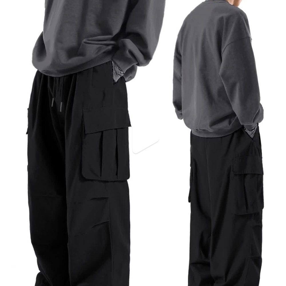 Men's Flap Pocket Drawstring Cargo Pants, Trousers for Men Daily Outdoors